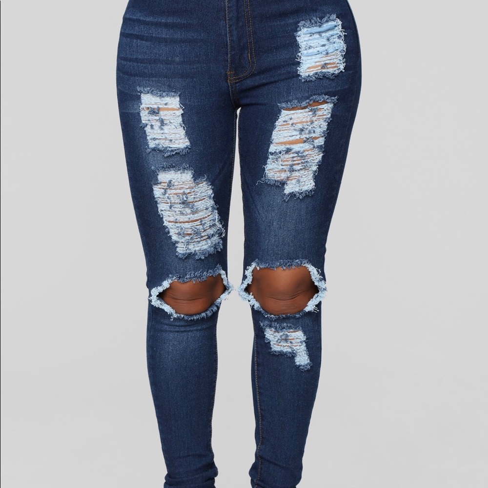 High Waisted Distressed Jeans